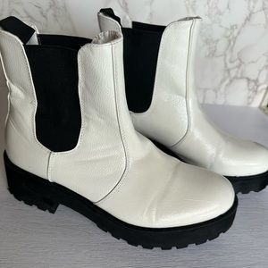 Chinese Laundry White Chunky Ankle Boots